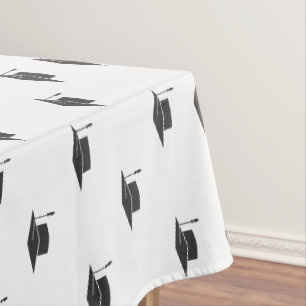 Modern Graduation Black White Tassel Cap Tablecloth