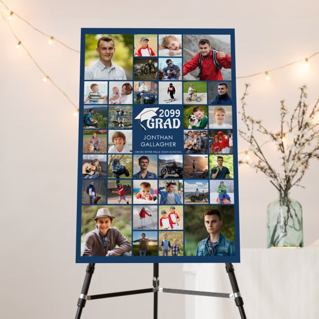Modern Graduation Blue 38 Photo Collage Foam Board (In Situ (Stand))