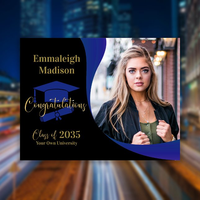 Modern Graduation Blue Swirl Car Magnet (Creator Uploaded)