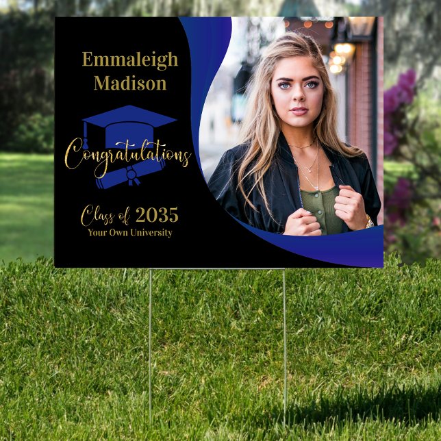 Modern Graduation Blue Swirl Yard Sign (Creator Uploaded)
