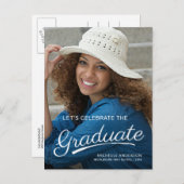 Modern Graduation Brush Script 2-Sided Party Photo Invitation Postcard (Front/Back)