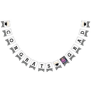 Modern Graduation Bunting Class of 20XX Grad Photo Flags