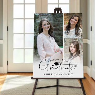Modern Graduation Cap 3 Photos Handwritten Welcome Foam Board