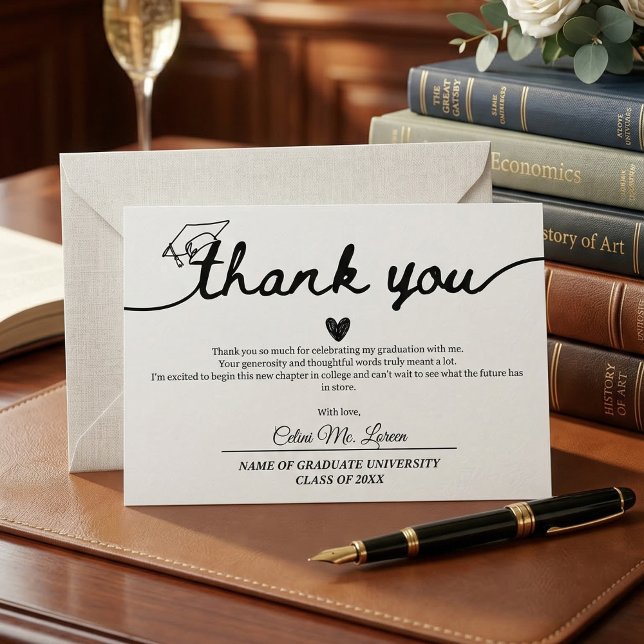Modern Graduation Cap and Tassel Personalized  Thank You Card (Modern Graduation Cap and Tassel Personalized Thank You Card)