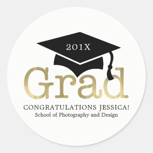 Modern Graduation Cap Classic Round Sticker
