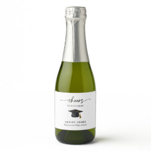 Modern Graduation Cap Graduation Party  Sparkling Wine Label