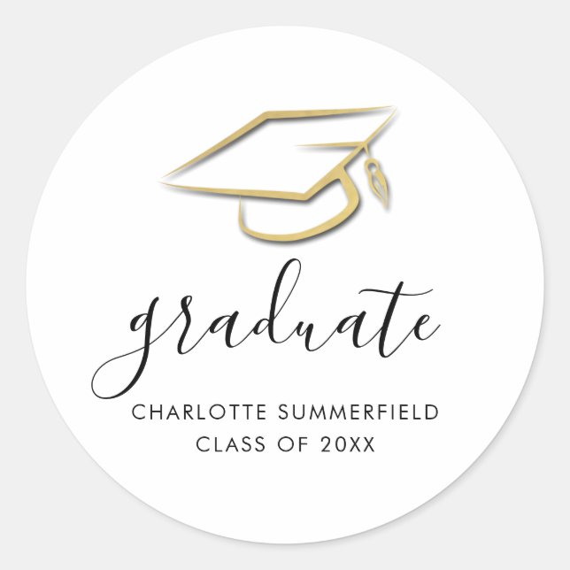 Modern Graduation Cap Tassel 2026 Grad Classic Round Sticker (Front)
