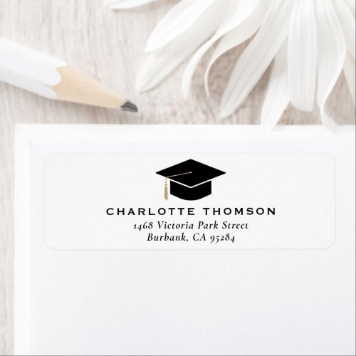 Modern Graduation Cap Tassel Return Address Label