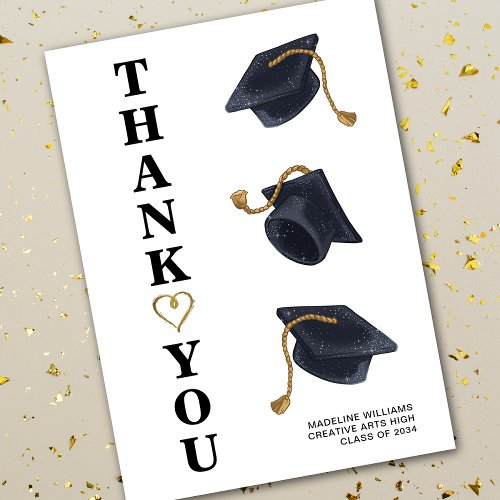 Modern Graduation Cap Thank You Card