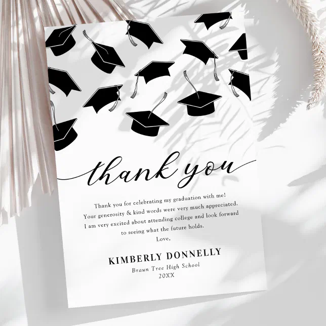 Modern Graduation Cap Thank You Card | Zazzle