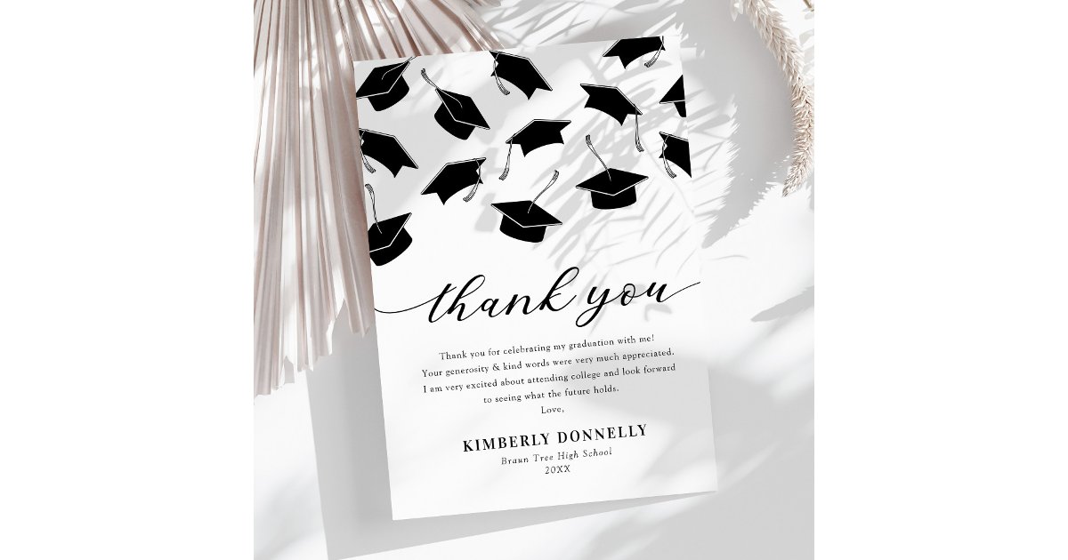 Modern Graduation Cap Thank You Card | Zazzle
