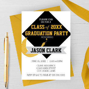 Modern Graduation Cap with Tassel Graduation Party Invitation
