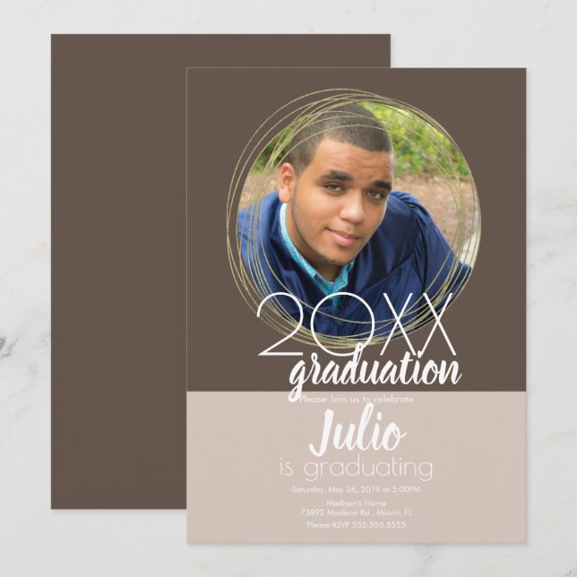 Modern Graduation Celebration Two Tone Photo  Invitation (Front/Back)