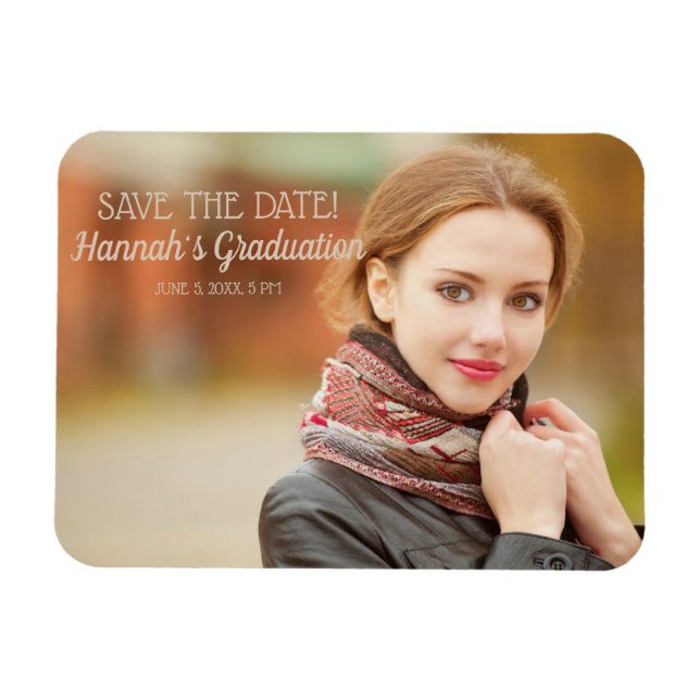 Modern Graduation Ceremony Save the Date Photo Magnet (Horizontal)