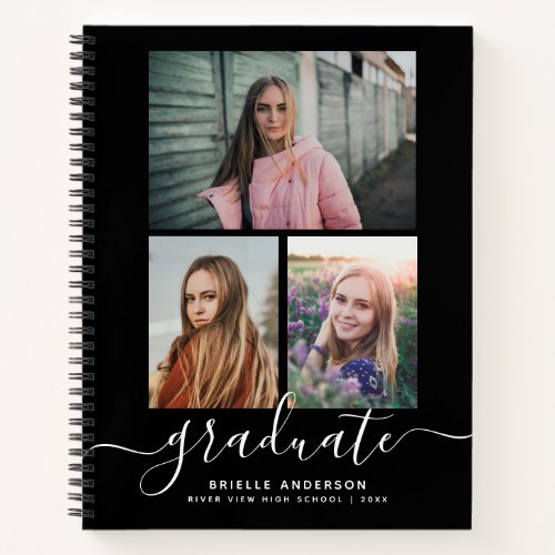 Modern Graduation Chic Script Photo Guest Book