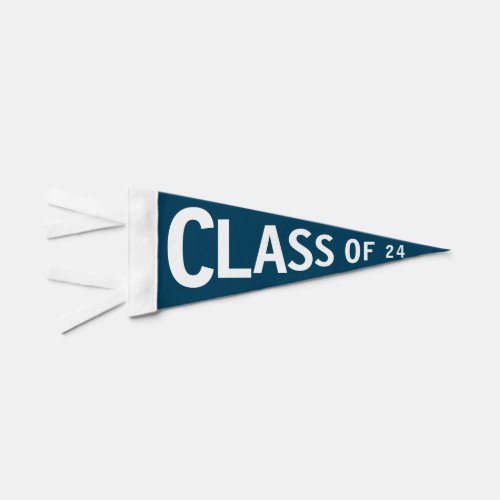 Modern Graduation Class Of 2024 Custom Year Simple Pennant Flag