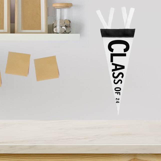 Modern Graduation Class Of 2024 Custom Year Simple Pennant Flag (class of 2024 graduation pennant flag)