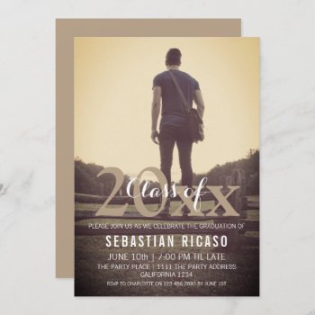 Modern Graduation Class Of Personalized - Taupe Invitation by Ricaso_Occasions at Zazzle