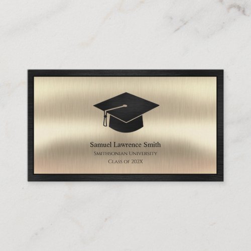 Modern Graduation Class of Student Black Gold Business Card