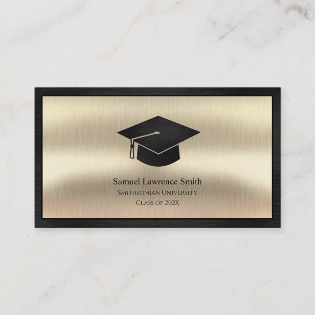 Modern Graduation Class of Student Black Gold Business Card (Front)