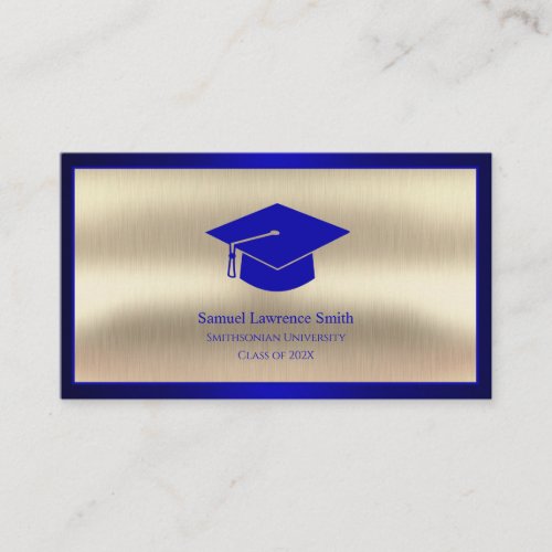 Modern Graduation Class of Student Blue Gold Business Card