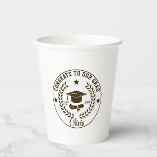 Modern Graduation Class Year Custom Color & Text  Paper Cups