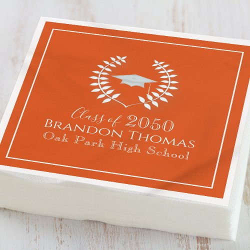 Modern Graduation Classic Mortarboard Orange Napkins