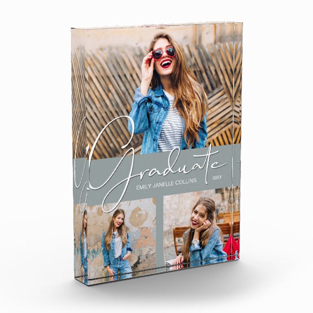 Modern Graduation Collage on Gray Photo Block (Left)