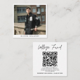 Modern Graduation College Fund QR Code Photo Enclosure Card