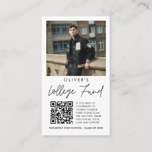 Modern Graduation College Fund QR Code Photo Enclosure Card