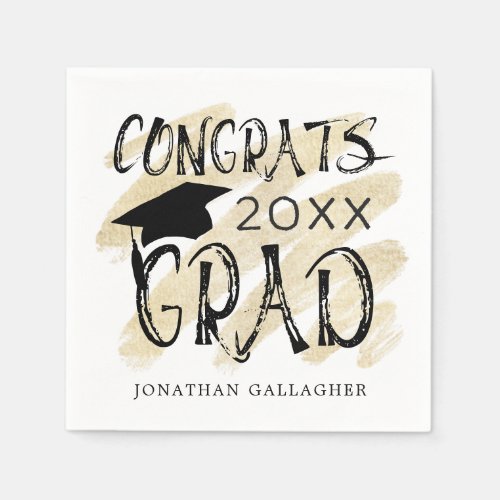 Modern Graduation Congrats Grad Cap Custom Colors Napkins