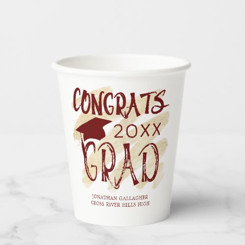 Modern Graduation Congrats Grad Cap Custom Colors Paper Cups