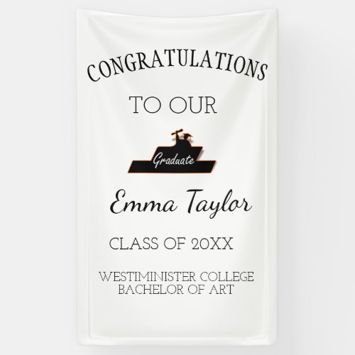 Modern Graduation Congratulation Black Scroll  Banner