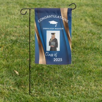 Modern Graduation Congratulation Blue Gold