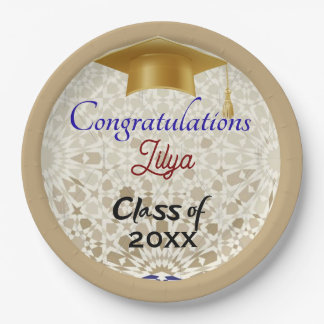 Modern Graduation Congratulations Moroccan Zellige Paper Plates