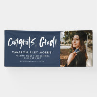 Modern graduation congratulations navy blue yard