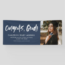 Modern graduation congratulations navy blue yard banner