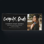 Modern graduation congratulations photo banner<br><div class="desc">Congratulate the graduate! This banner features a place for a photo of the grad along with a trendy and modern "congrats grad" and custom text that can include name, school, year and future plans in white. Makes a great graduation yard sign to celebrate your senior and also works and graduation...</div>