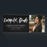 Modern graduation congratulations photo banner<br><div class="desc">Congratulate the graduate! This banner features a place for a photo of the grad along with a trendy and modern "congrats grad" and custom text that can include name, school, year and future plans in white. Makes a great graduation yard sign to celebrate your senior and also works and graduation...</div>
