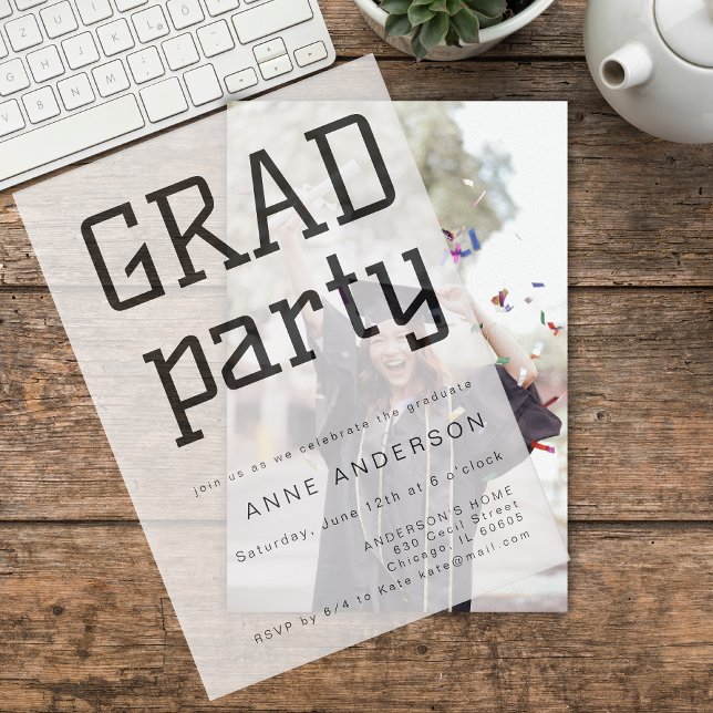 Modern Graduation Custom Party Overlay  Vellum Invitations (Creator Uploaded)