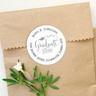 Modern Graduation Custom Photo Celebration Design Classic Round Sticker