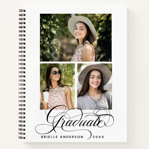 Modern Graduation Elegant Script Photo Guest Book