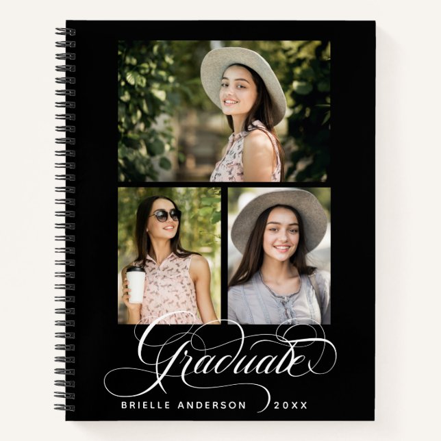 Modern Graduation Elegant Script Photo Guest Book (Front)