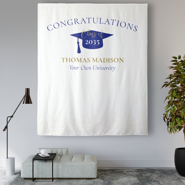 Modern Graduation Faux Glitter Backdrop | Blue (Creator Uploaded)