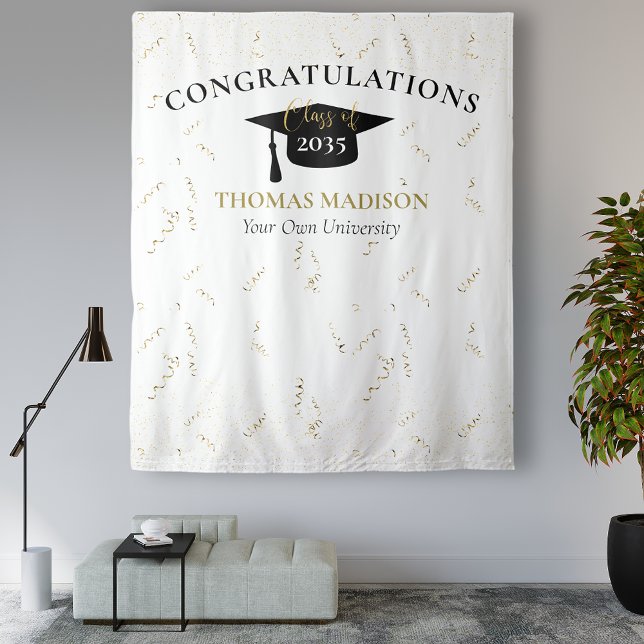 Modern Graduation Faux Streamers Black Backdrop (Creator Uploaded)