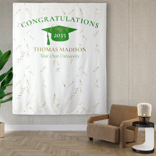 Modern Graduation Faux Streamers Green Backdrop