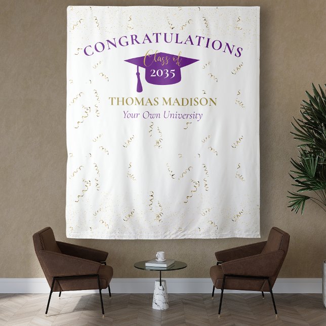 Modern Graduation Faux Streamers Purple Backdrop (Creator Uploaded)