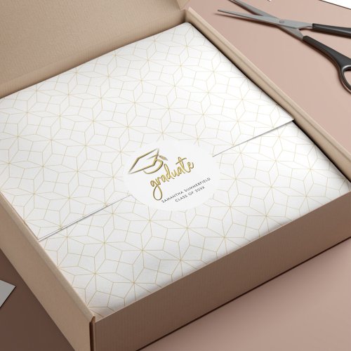 Modern Graduation Gold Foil Cap Tassel 2025 Grad Classic Round Sticker