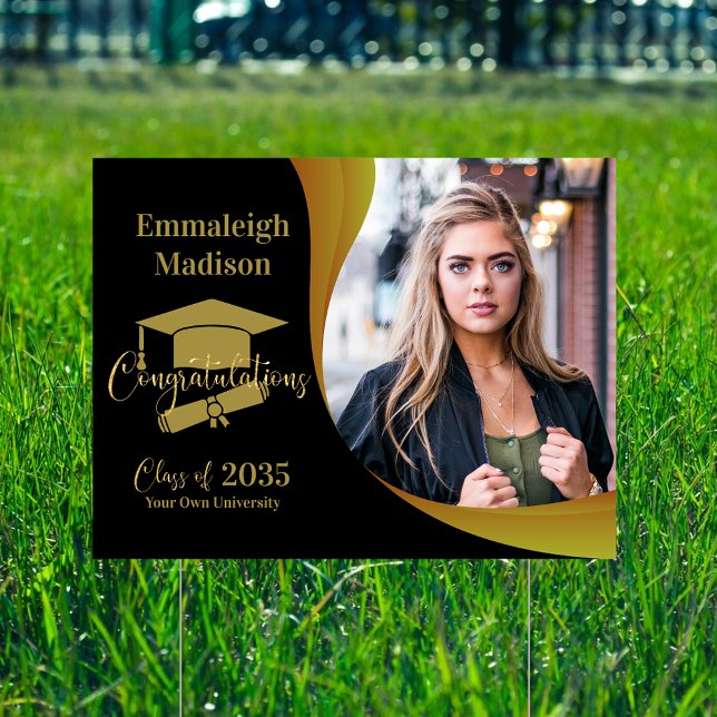Modern Graduation Gold Swirl Yard Sign (Creator Uploaded)