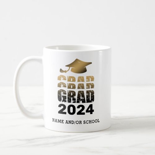 Modern Graduation GRAD Year Black Gold Coffee Mug